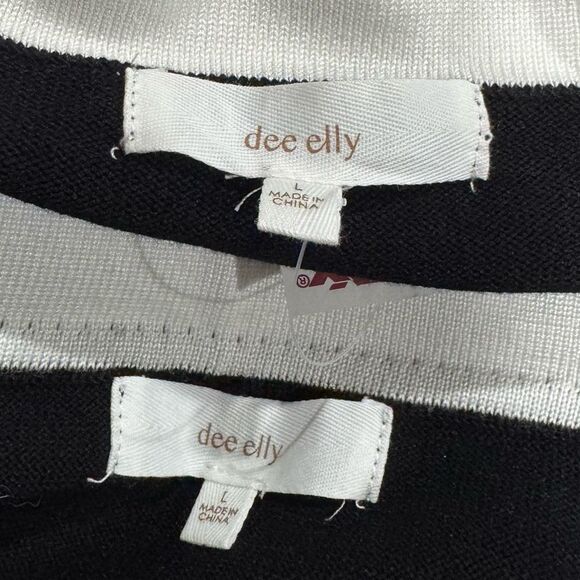 NEW Dee Elly Scalloped Hem Black Cropped Sweater Skirt Set Women’s Large - Picture 2 of 3